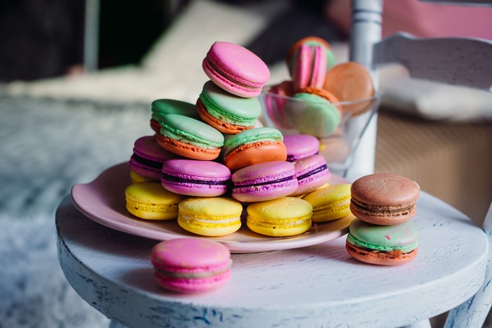 Colorful Macarons on a Plate