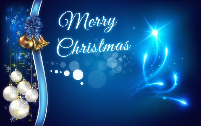 Merry Christmas with Bells and Ornaments