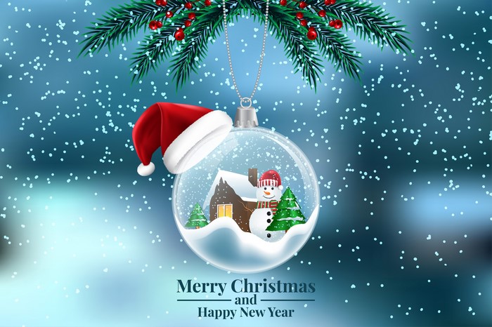 Christmas ornament with snowman and Santa hat