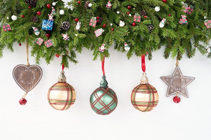 Christmas Tree Branches with Ornaments