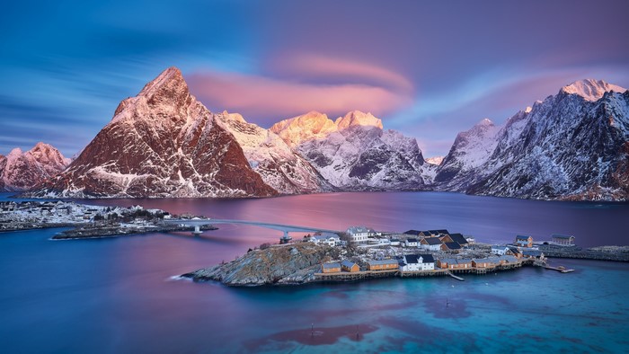 4K Lofoten Islands Norway Mountains Island Bridges Sunrise Sunset