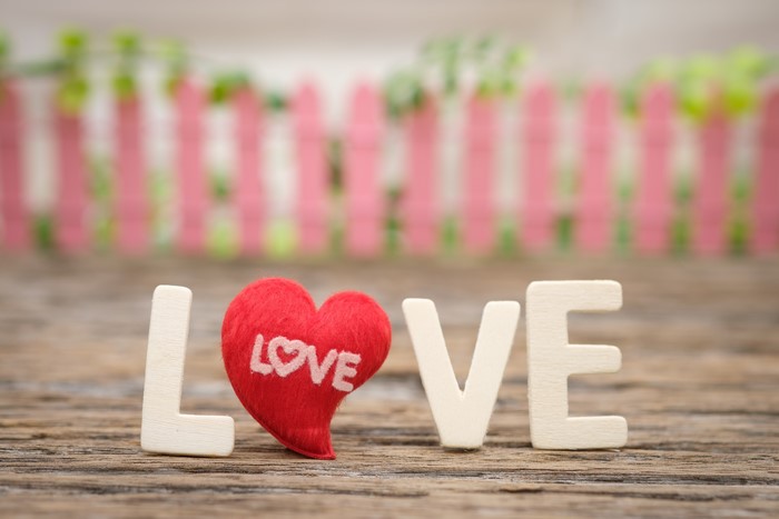 Love word with heart