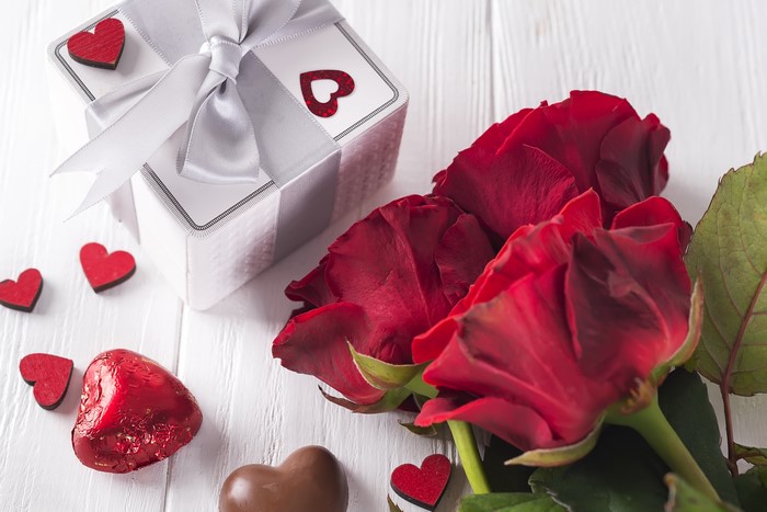 Valentine's Day Gift with Roses and Chocolates