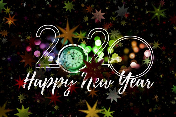 Happy New Year 2020 Clock Stars