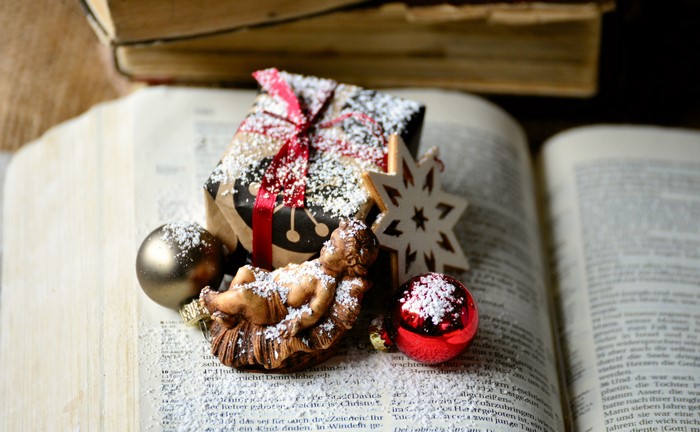 Christmas Nativity Scene on Open Book