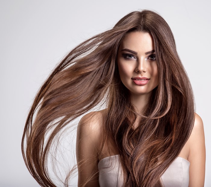 Brown-haired woman with flowing hair