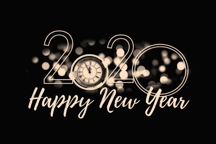 Happy New Year 2020 with Clock