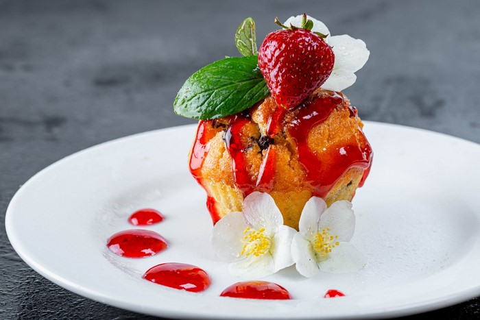 Strawberry Jam Muffin on a Plate