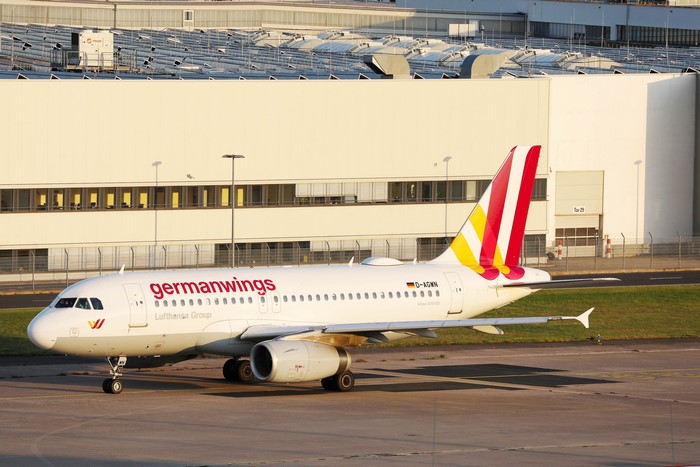 Germanwings Airbus A319 at a hangar