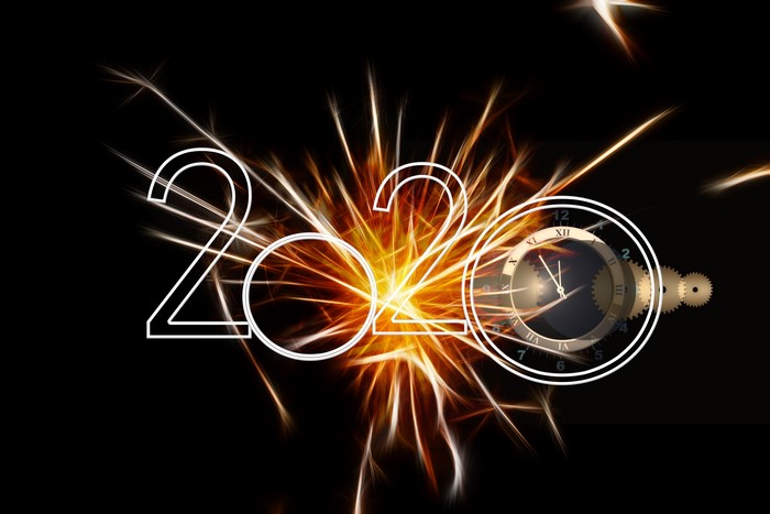 2020 New Year Sparkler and Clock