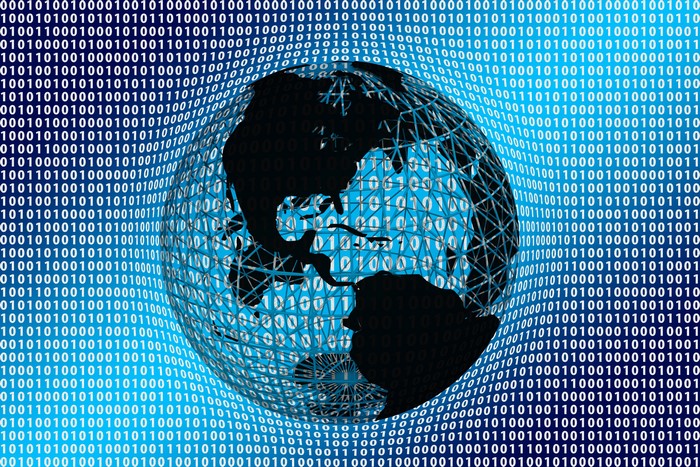 Globe with Binary Code Background