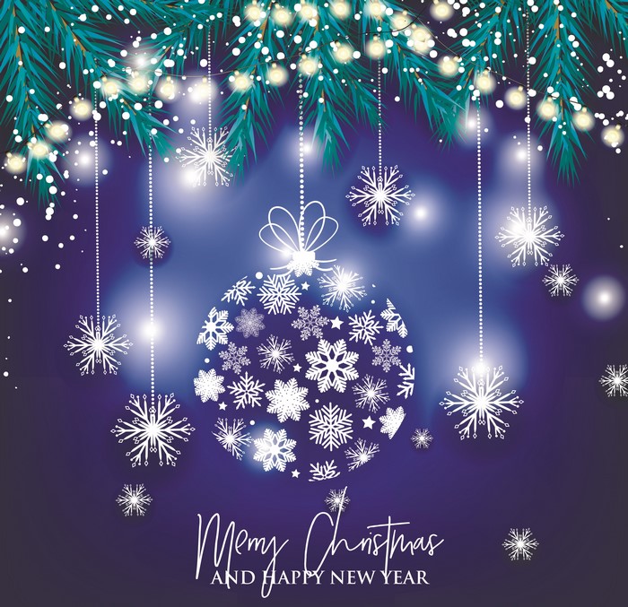 Christmas ornament with snowflakes and fairy lights