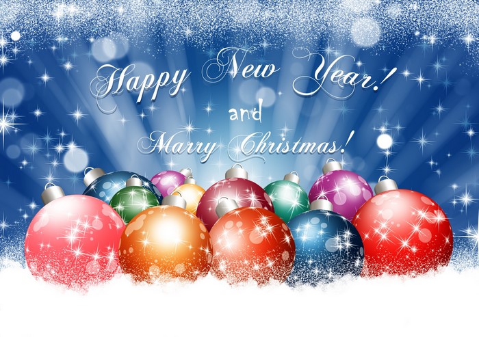 Happy New Year and Merry Christmas Ornaments