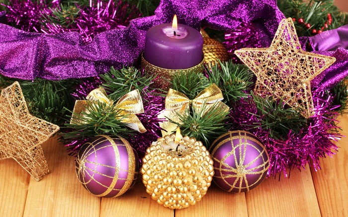 Christmas decoration with candles and ornaments