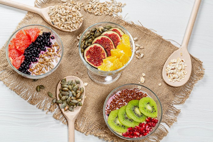Fruit and Grain Bowls with Spoons