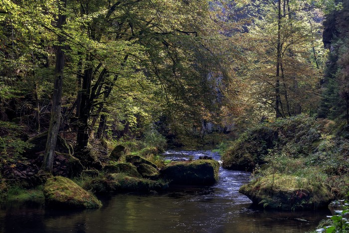 4K River Kamnitz at Edmundsklamm in Czech Republic