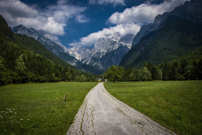 4K Mountains Road Forests Grass