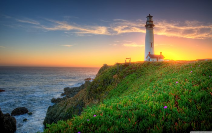 4K Pigeon Point Lighthouse at Sunset, California Coast