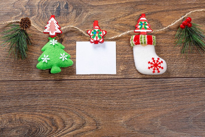 Christmas decorations on a wooden background