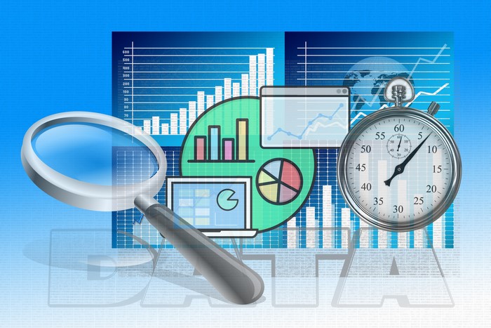 Business Data Analysis with Magnifying Glass and Stopwatch