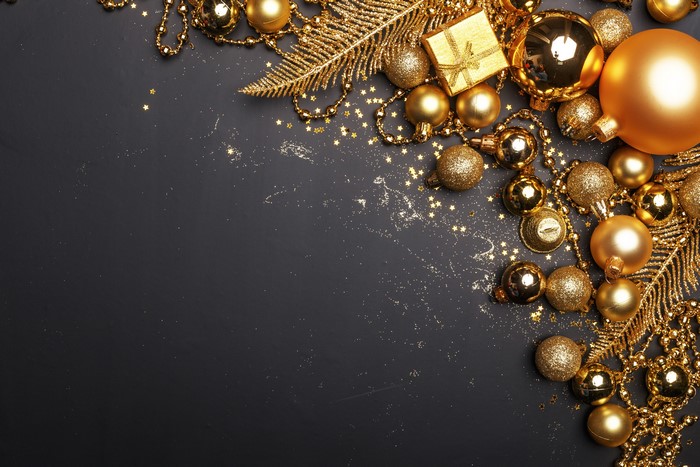 Golden Christmas Jewelry and Balls in 4K