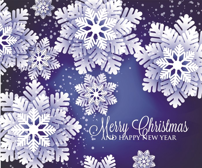 Merry Christmas and Happy New Year Snowflakes