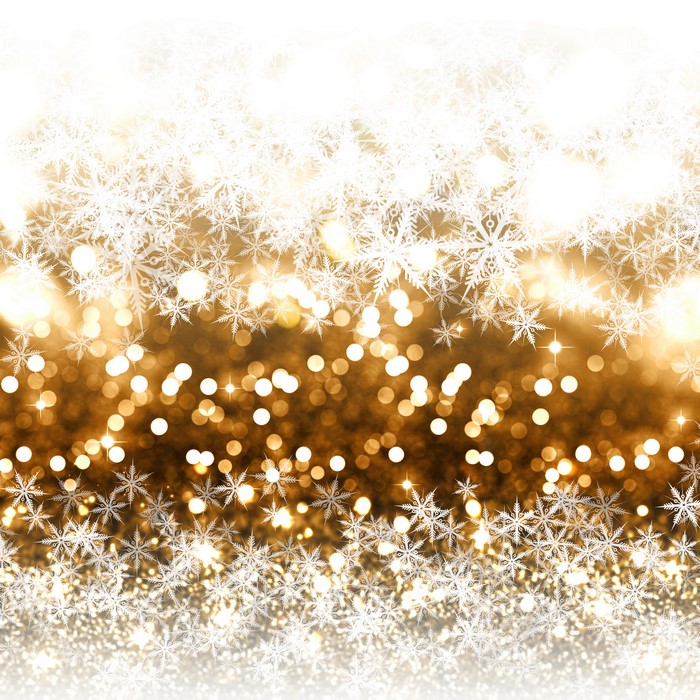 Christmas snowflakes and golden bokeh texture