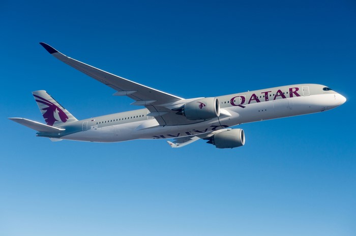 Qatar Airways Airbus A350-900 in flight