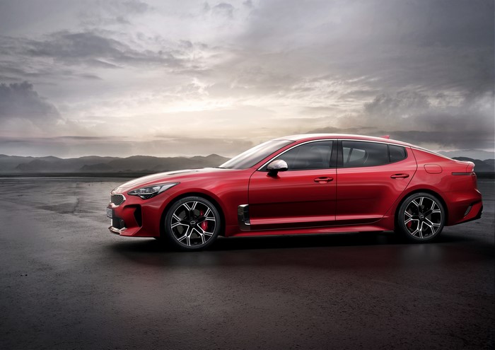 4K Red Kia Stinger GT Side View
