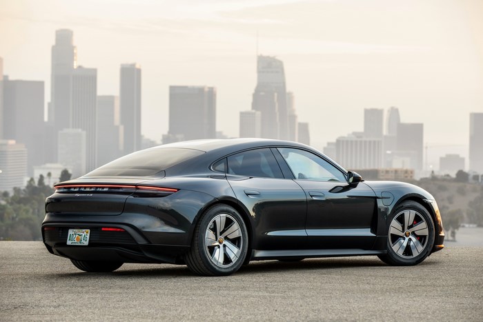Black Porsche Taycan 4S Coupe in Los Angeles