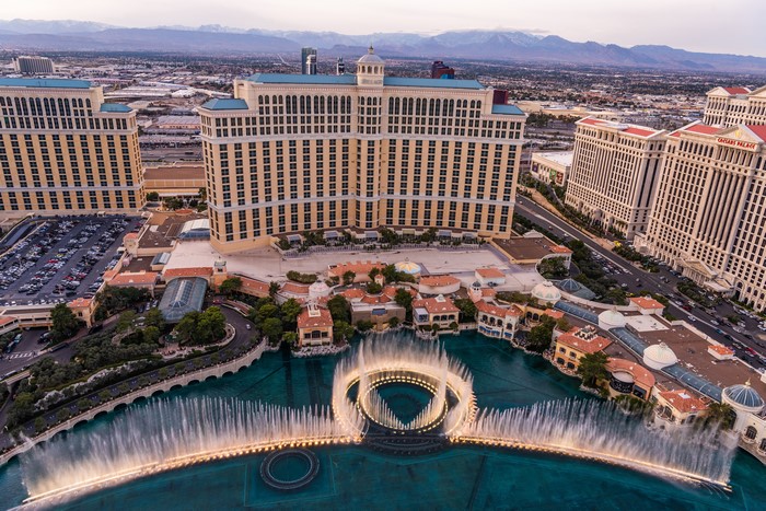 Bellagio Fountain Show Las Vegas From Above 4K