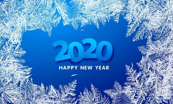Happy New Year 2020 with Snowflakes