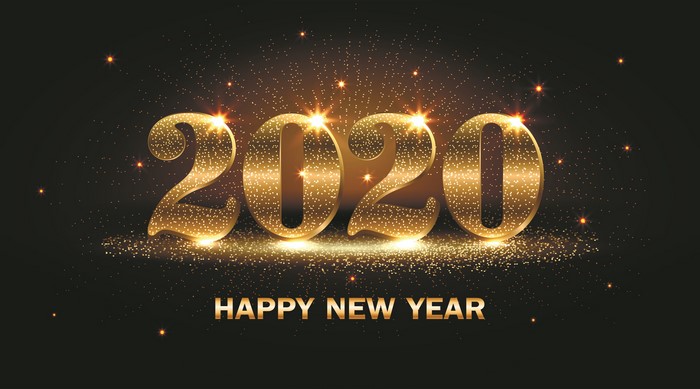 Happy New Year 2020 Golden Glitter