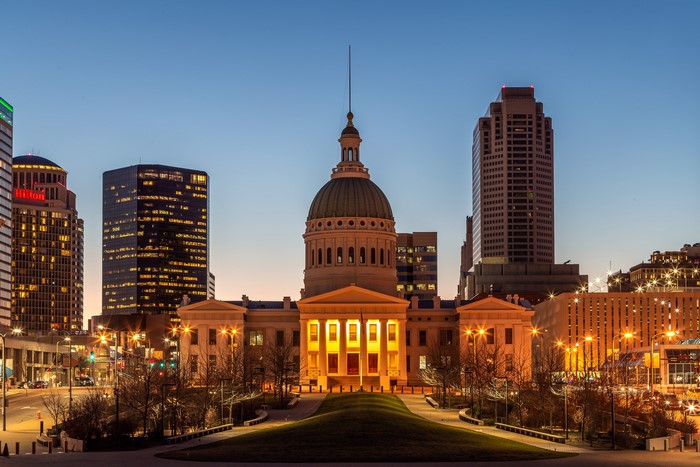 Missouri State Capitol Building at Dusk