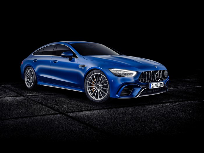 Blue Mercedes-Benz AMG GT 4-Door Coupe