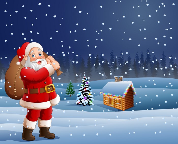 Santa Claus in a Snowy Winter Landscape