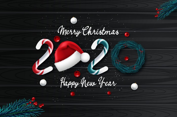 Merry Christmas Happy New Year 2020 Vector Graphics