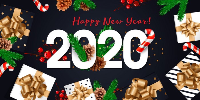 Happy New Year 2020 Christmas Gifts and Decorations