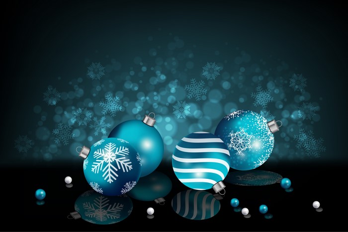 Christmas Balls with Snowflakes and Reflections