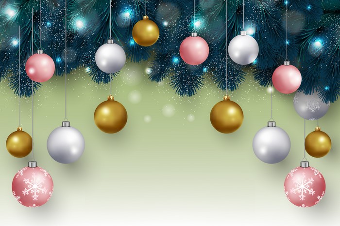 Christmas Branches with Multicolor Ornaments