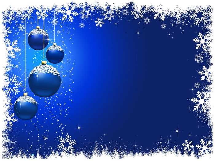 Christmas Blue Snowflakes and Balls Greeting Card Template
