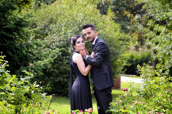 Couple in love in a garden