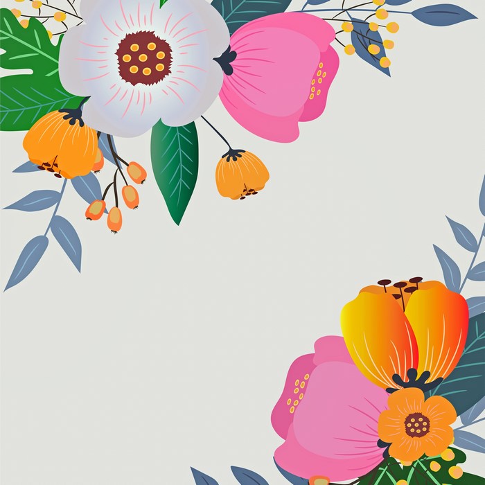 Floral painting with gray background