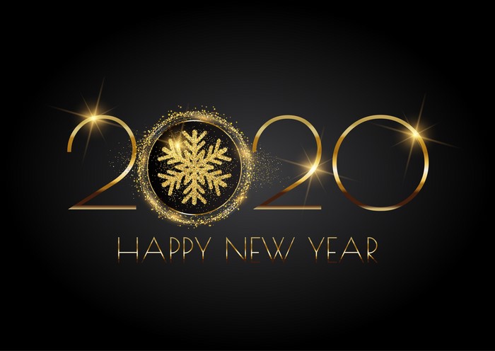 2020 Happy New Year Gold Snowflake