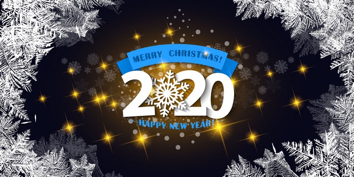Merry Christmas 2020 Happy New Year Snowflakes