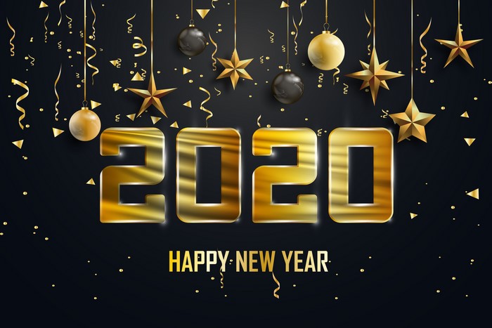 Happy New Year 2020 Gold Decorations