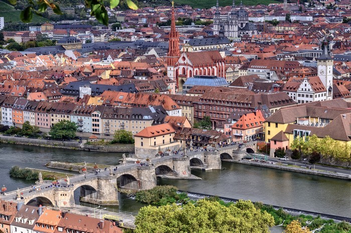 Germany River and Bridges from Above