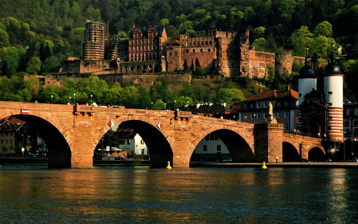 Heidelberg Castle and Bridge over Neckar River, Germany
