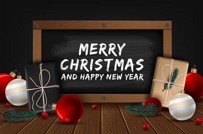 Merry Christmas and Happy New Year chalkboard