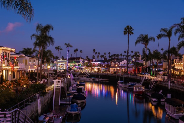 Christmas Lights on Canal in Long Beach, California